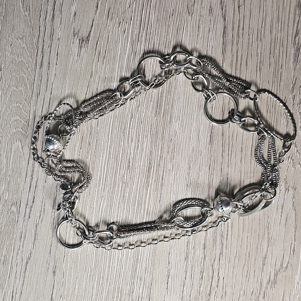 Lia Sophia Silver Metallic Chain Necklace